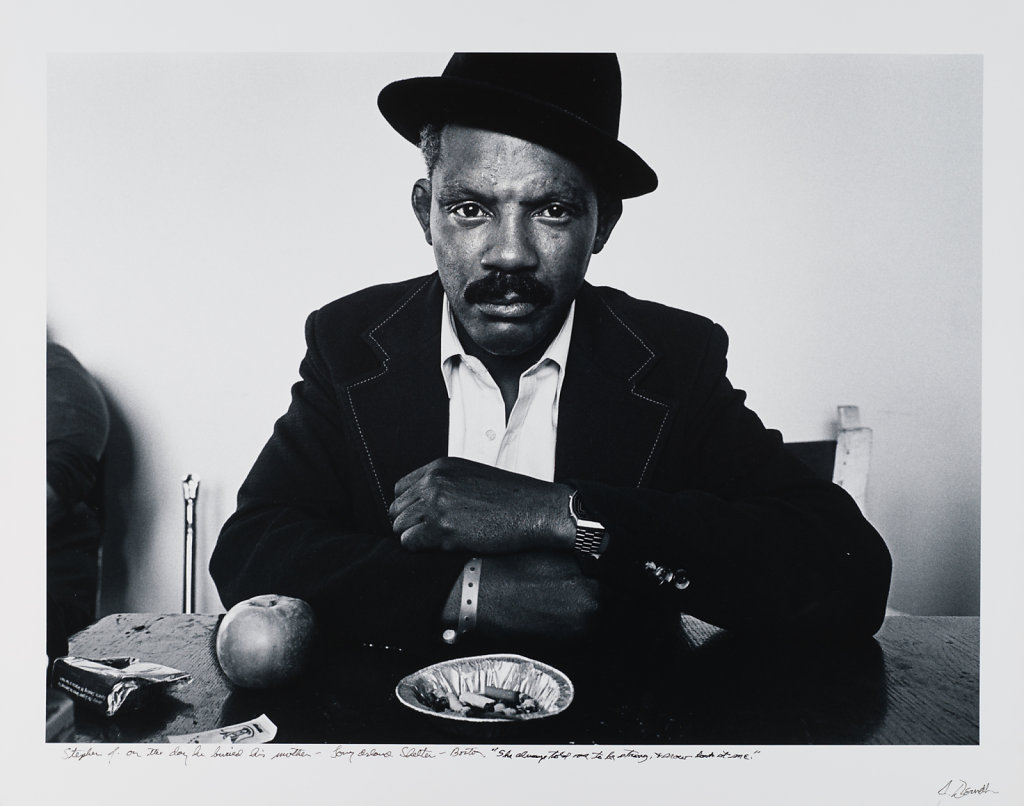 Stephen J. on the day he buried his mother, Long Island Shelter-Boston, 1983