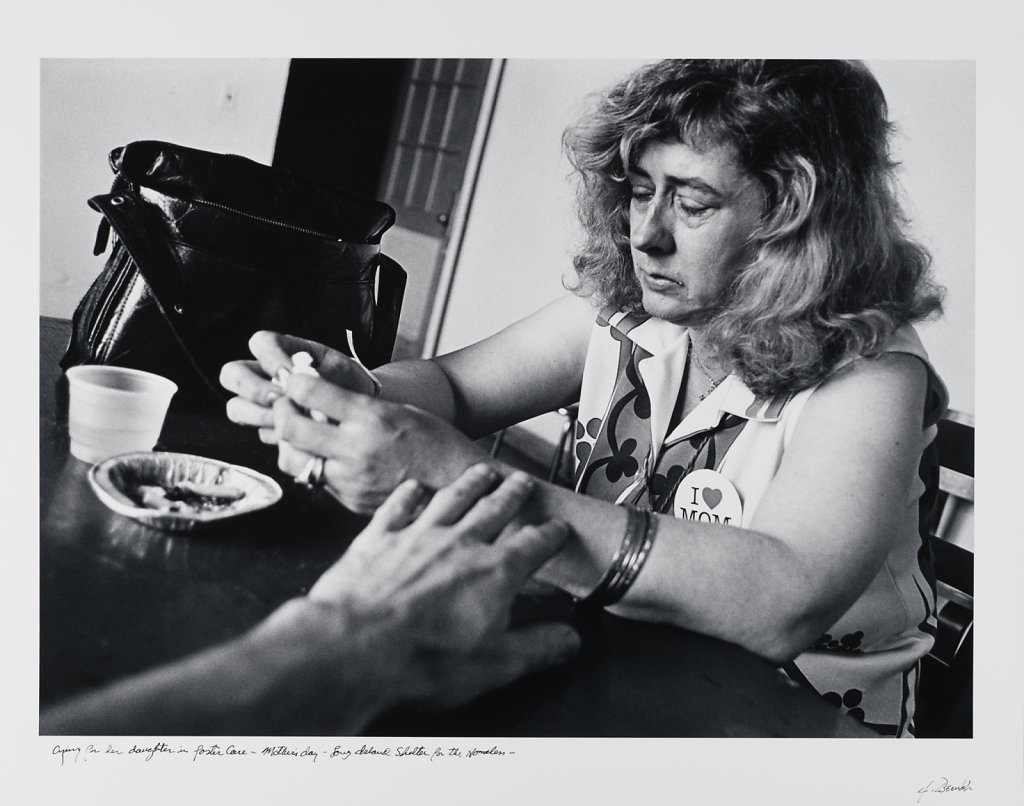 Crying for her daughter in foster care, Mother's Day, Long Island Shelter for the Homeless, Boston, 1983