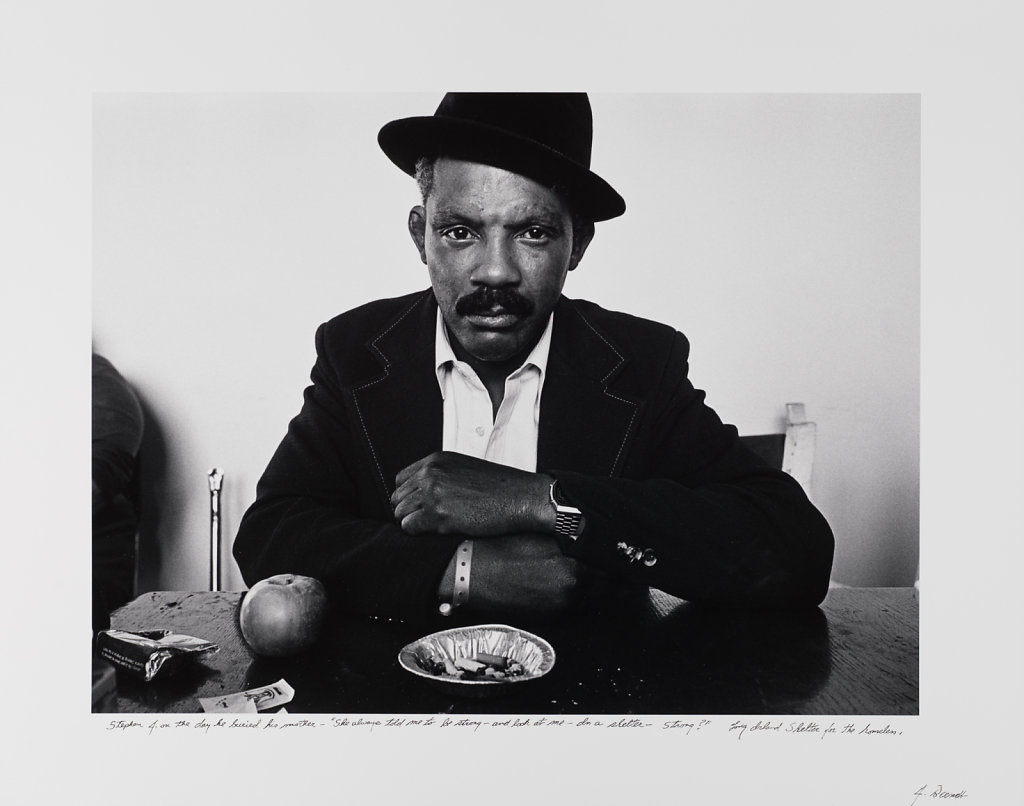 Man on the day he buried his mother, "She always told me to be stronge-now look at me!", Long Island Shelter, Boston, 1983