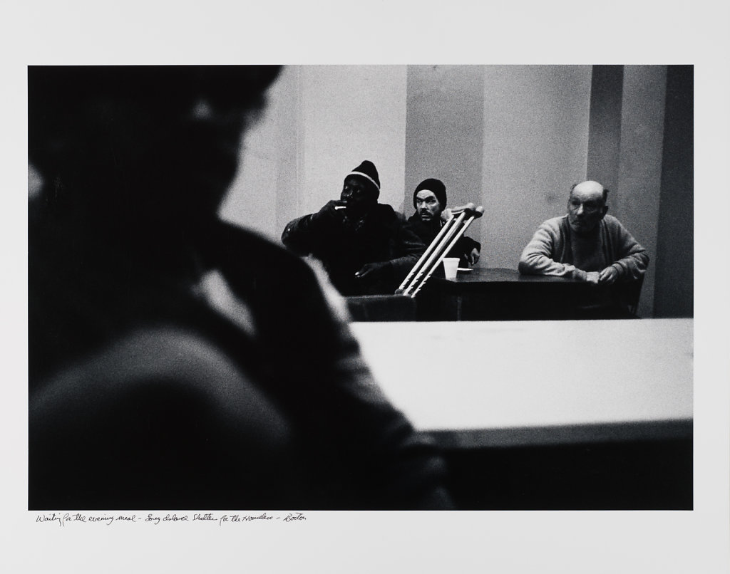 Waiting for the evening meal. Long Island Shelter, Boston, 1983