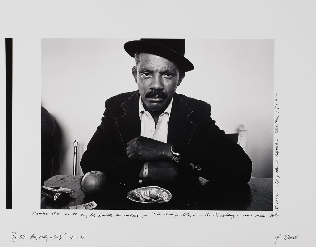 Man on the Day he buried his mother-"She always told me to be strong-and now look at me", Long Island Shelter, 1983