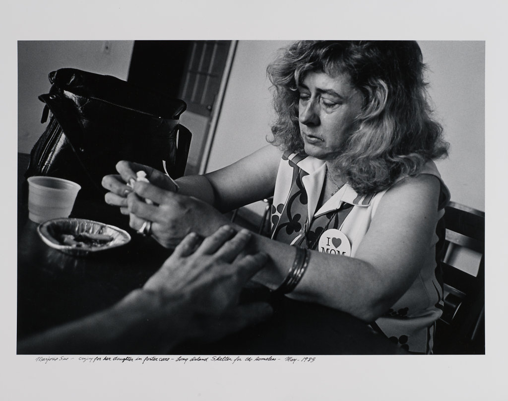 Marjorie Sue-crying for her daughter in foster care, Long Island Shelter for the Homeless, Boston, 1983