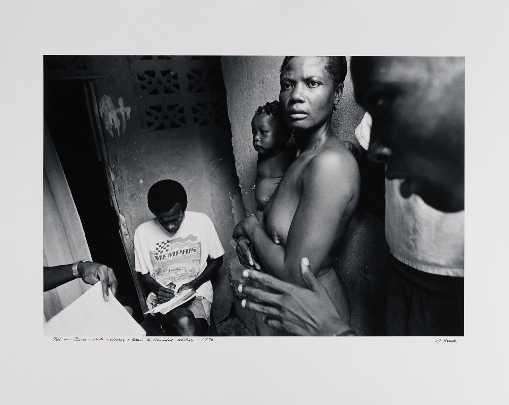 Port-au -Prince, Writing a letter to President Aristide, Haiti, 1990