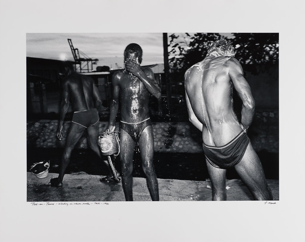 Port-au -Prince, Washing in sewer water, Haiti, 1986